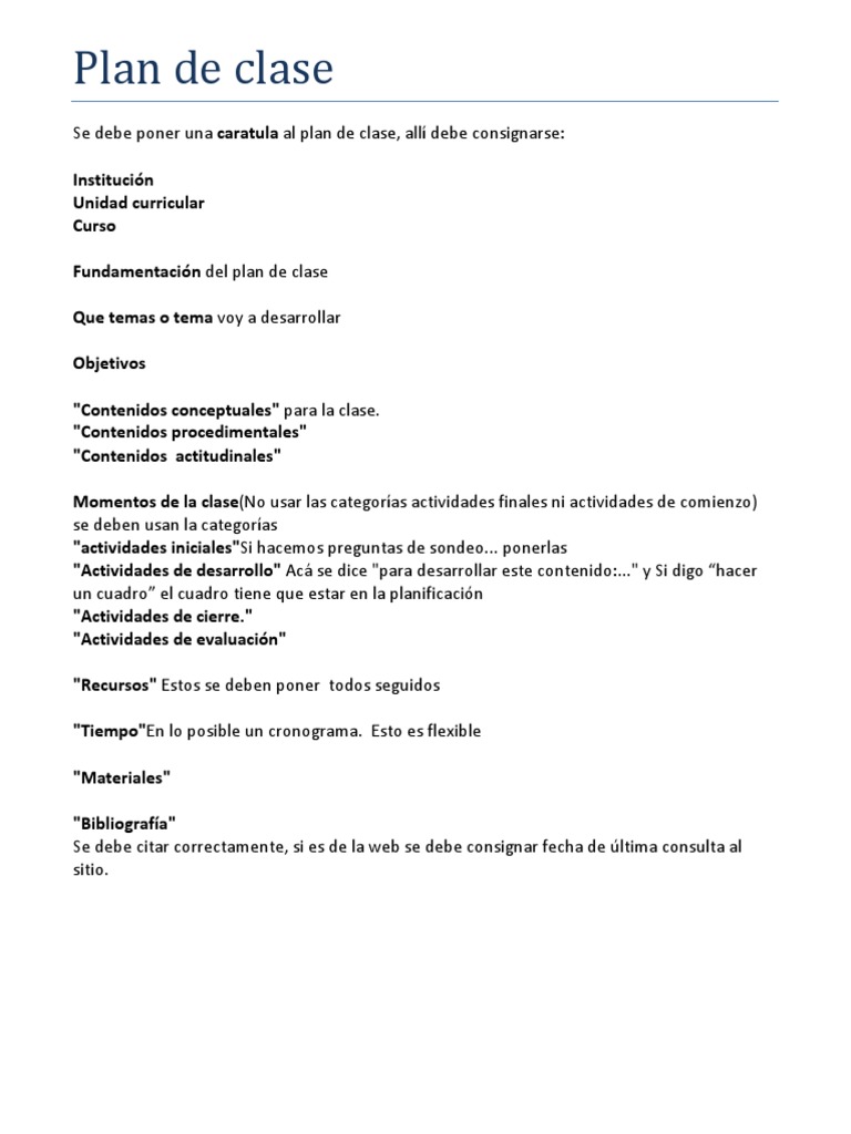 Estructura de un Plan de Clase | PDF | Crecimiento personal y ...