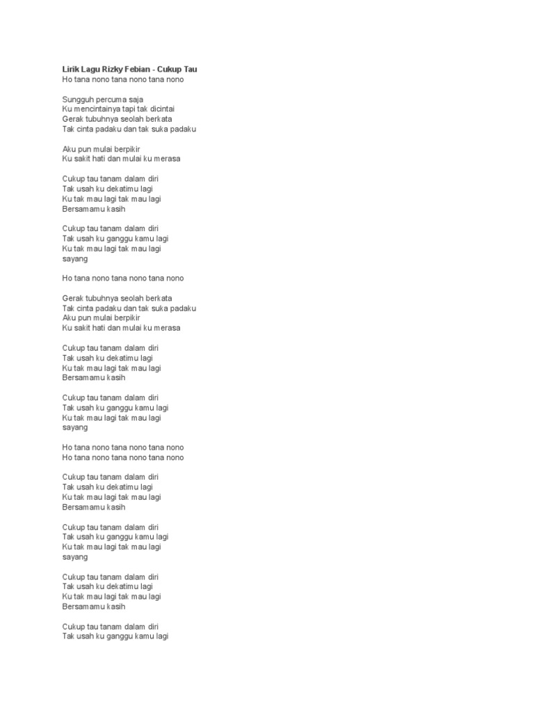 Lirik Lagu Rizky Febian Pdf