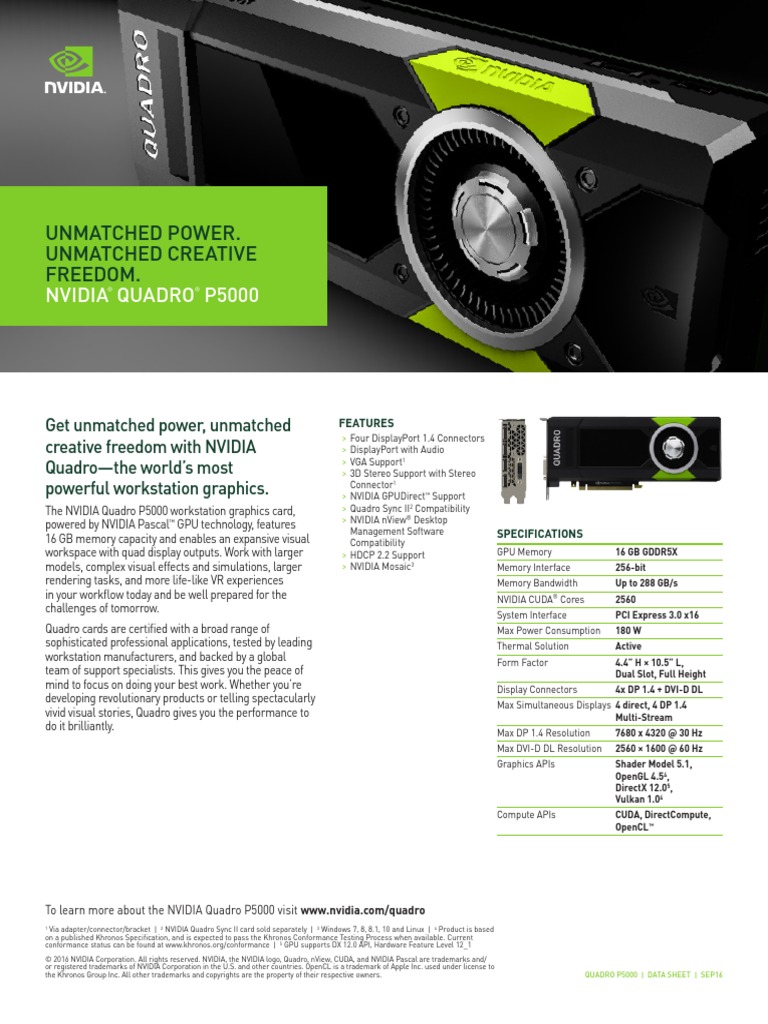 Ds NV Quadro p5000 Us 12sept NV FNL Web | PDF | Graphics Processing ...