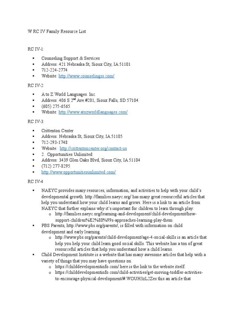 RC IV Family Resource Guide | PDF | Career & Growth | Social Science