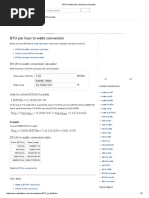 BTU To Watts (W) Conversion Calculator