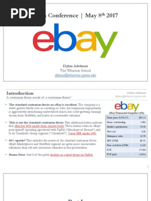 Ira Sohn - EBAY Dylan Adelman 