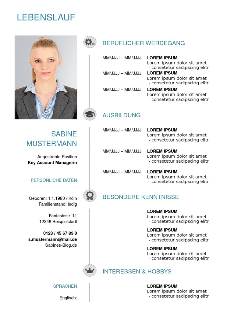 Lebenslauf Muster Design 01