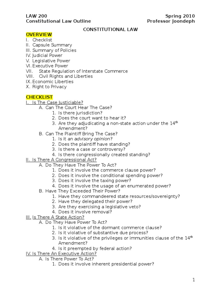 Constitutional Law Study Guide | PDF | United States Constitution ...