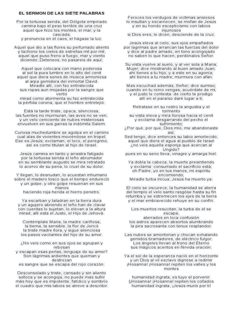 El Sermon De Las Siete Palabras Pdf Religión Y Creencia Biblia