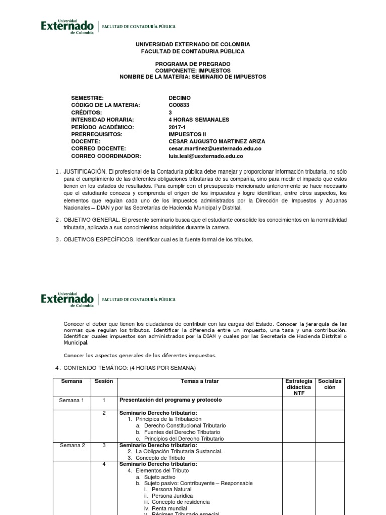 Seminario de Impuestos en Contaduría | PDF | Impuesto sobre la renta ...