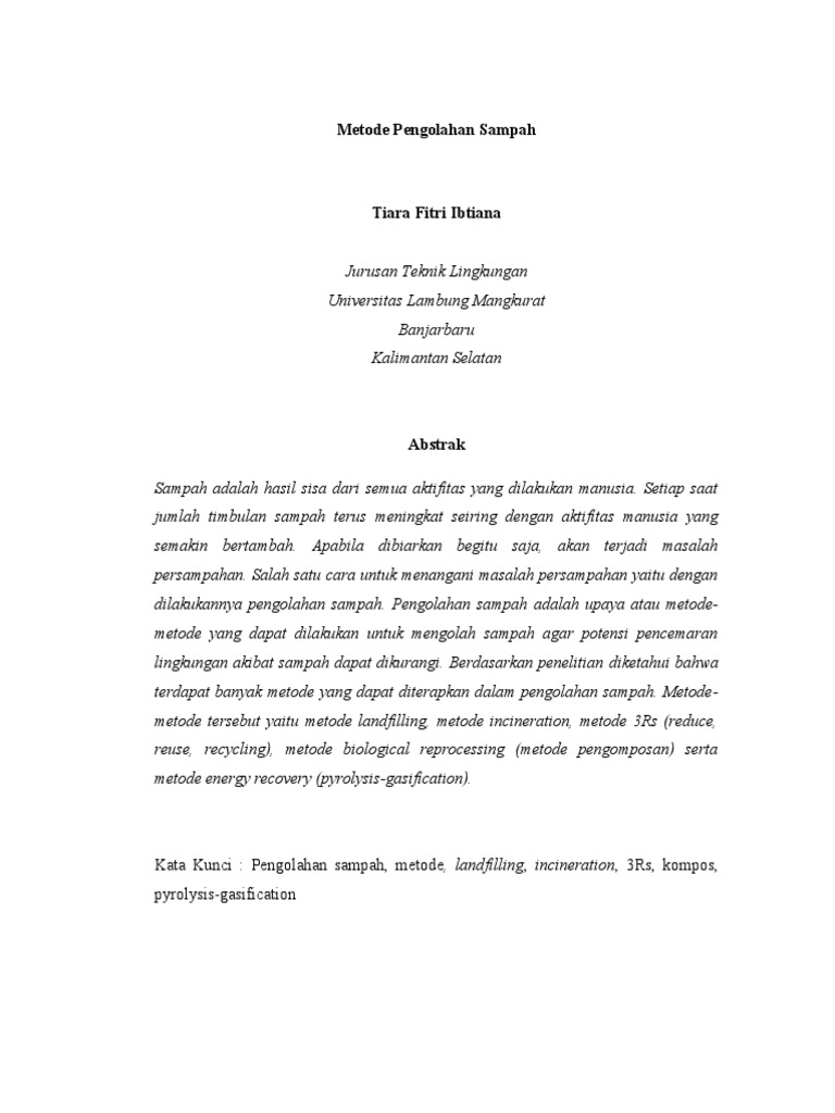 Review Jurnal Metode Pengelolaan Sampah