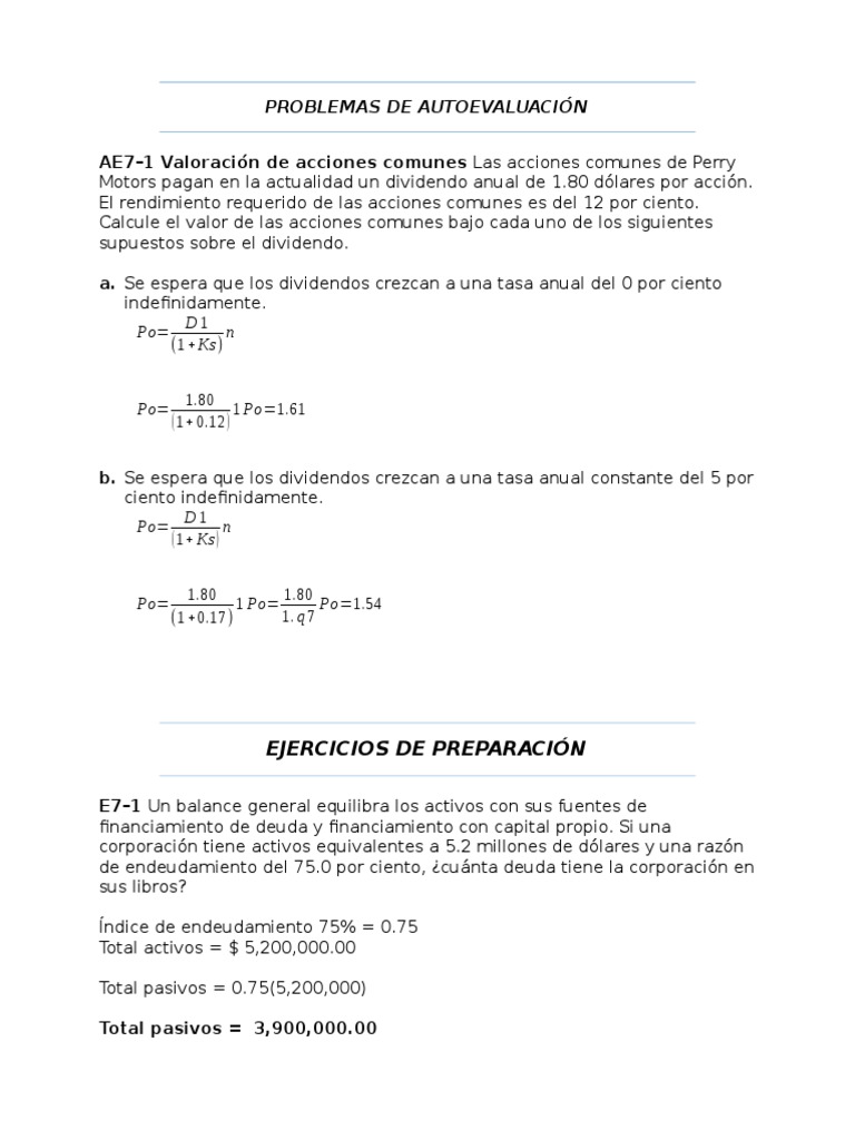 Ejercicios Resueltos Capitulo 7 Administracion Financiera de Gitman 11 ...