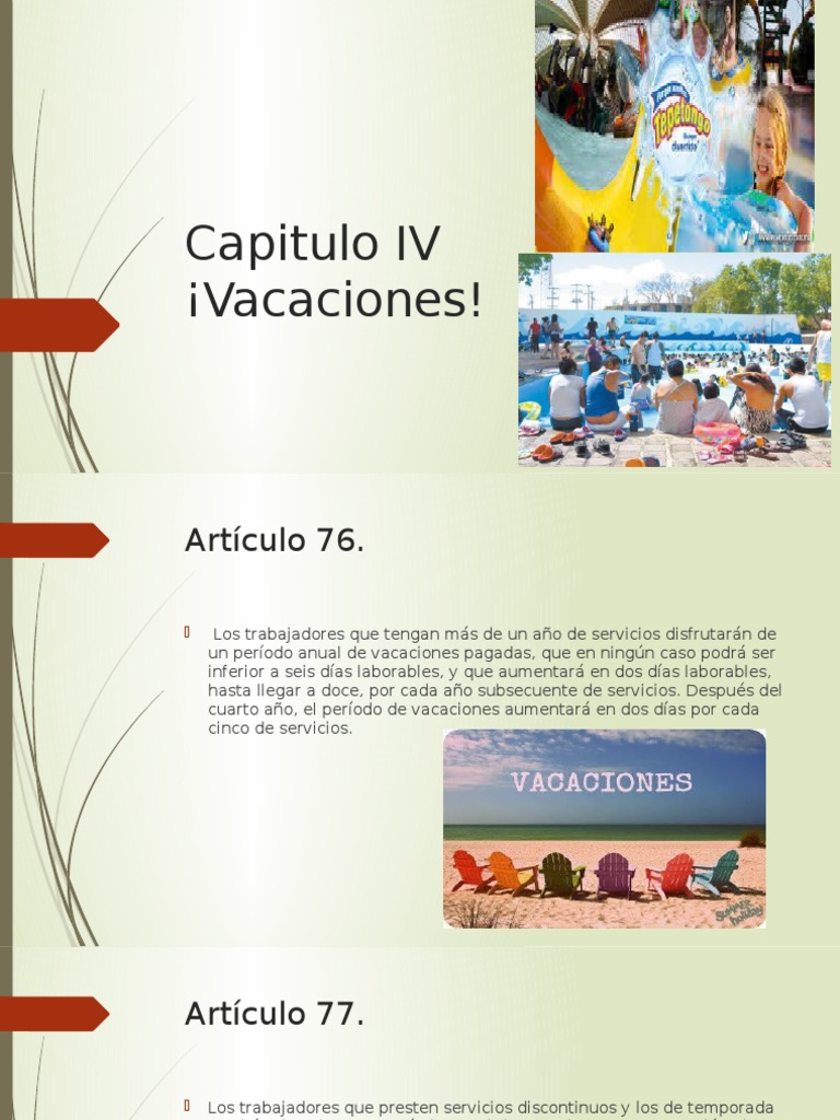LEY FEDERAL DEL TRABAJO Vacaciones