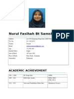 Nurul Fasihah BT Samshudin: Academic Achievement