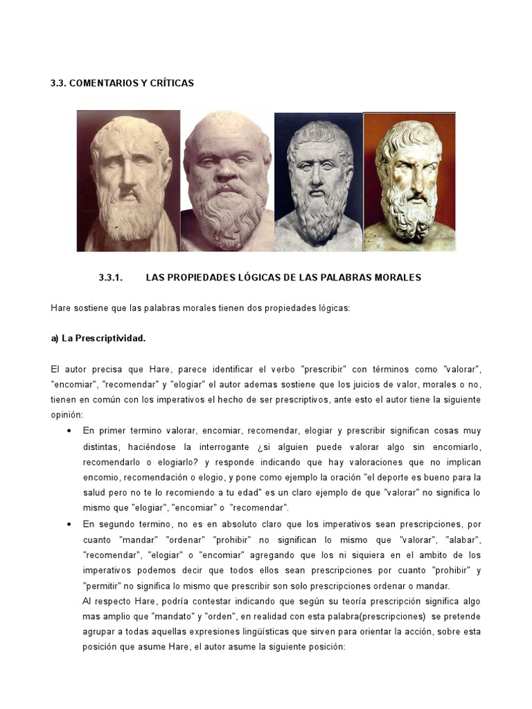 Prescriptivismo en la ética de Hare | PDF | Moralidad | Lógica
