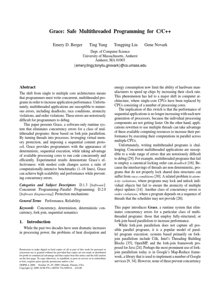 Grace Safe Multithreading PDF | PDF | Thread (Computing) | Parallel ...