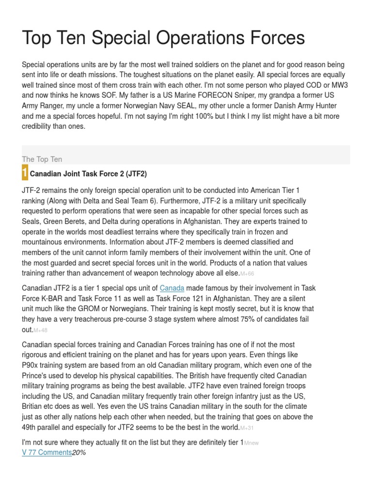 Top Ten Special Operations Forces | PDF | Special Forces | Joint ...