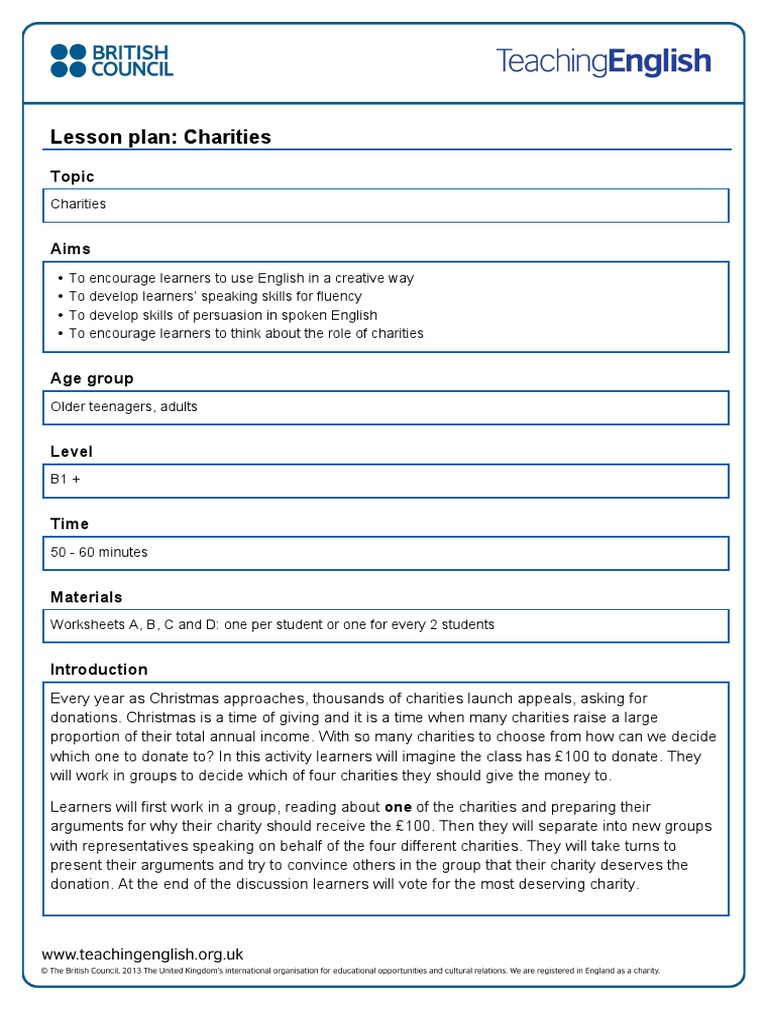 Lesson Plan Charity Lesson Plan Epistemology