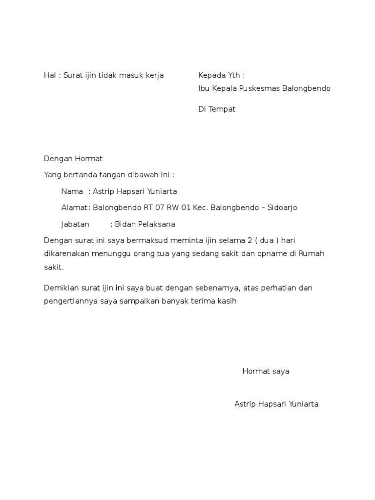 Surat Ijin Kerja Pdf