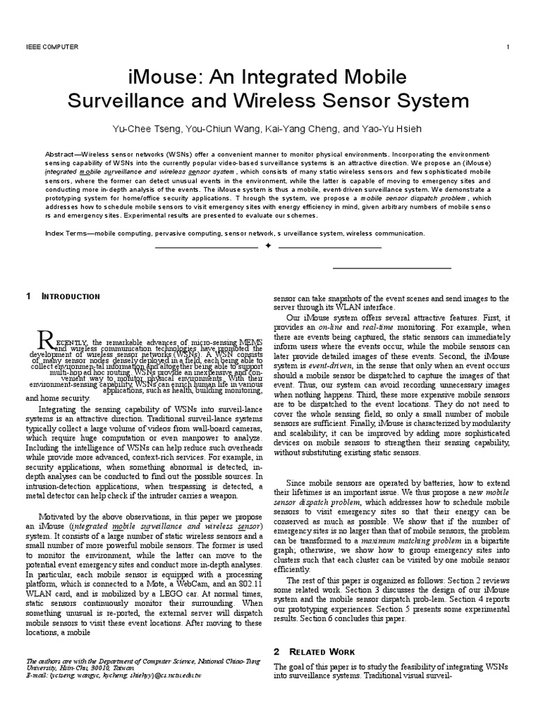 Energy-Efficient Mobile Surveillance System | PDF | Wireless Sensor ...