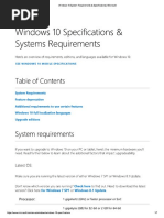 Windows 10 Specifications and Systems Requirements