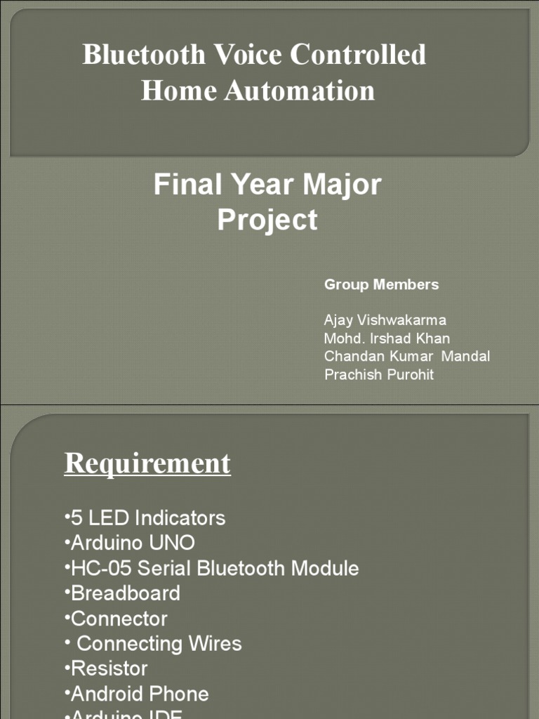 Bluetooth Voice Controlled Home Automation Final Year Major Project PDF
