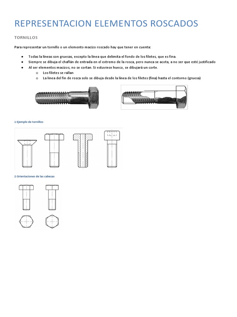 Representación de Elementos Roscados | PDF | Tornillo | Artesanías