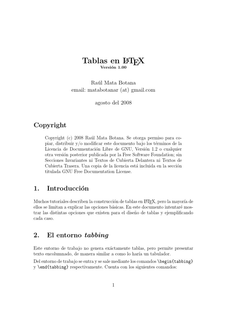 Tablas en Latex PDF Color Qualia