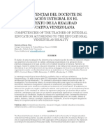 Competencias Del Docente de Educación Integral en El Contexto de La Realidad Educativa Venezolana