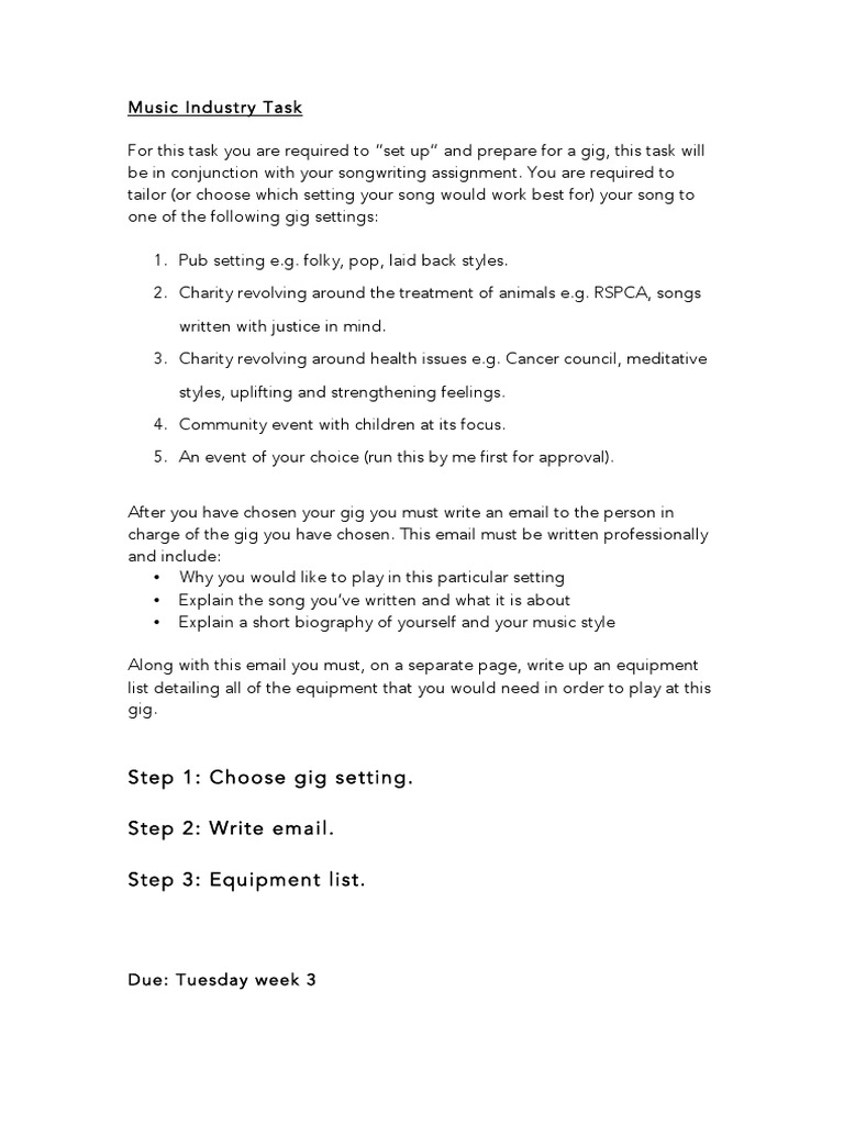 Gig Preparation for Songwriters | PDF