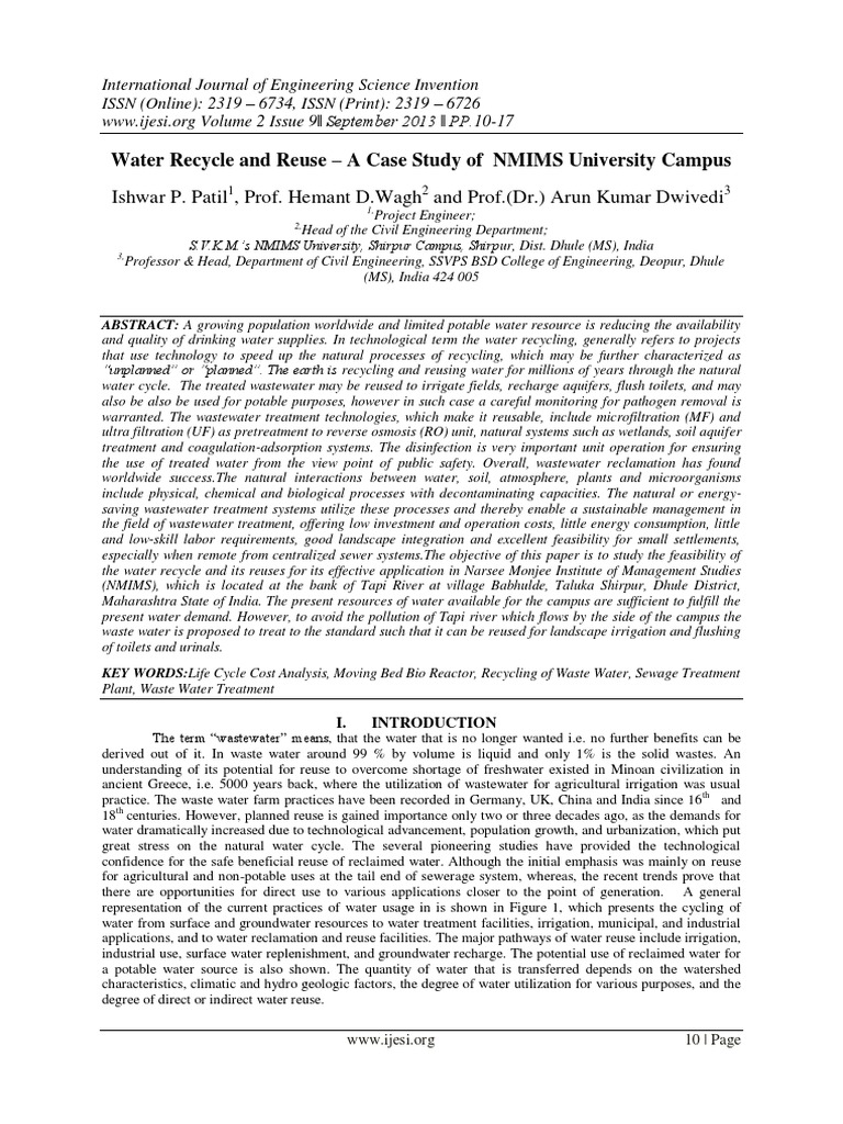 Water Recycle and Reuse NIMMS University PDF | PDF | Reclaimed Water ...