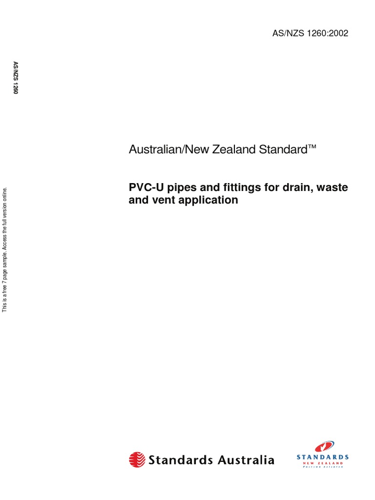 Australian/New Zealand Standard PVCU Pipes and Fittings For Drain