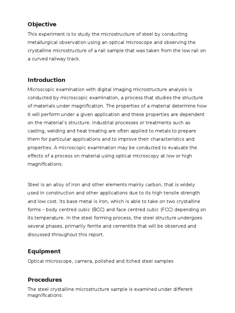 Lab 3 Report | PDF | Steel | Microstructure