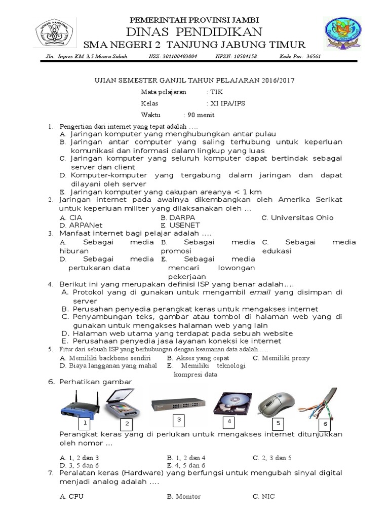 Soal Ujian TIK Semester Genap Kelas XI