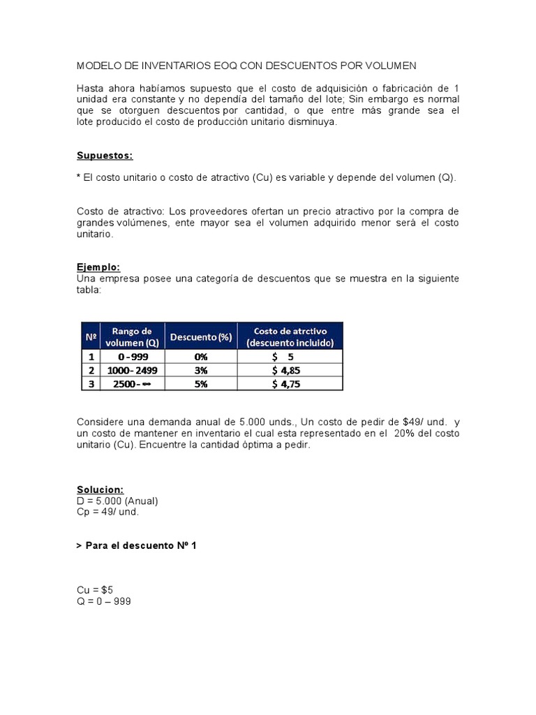 Modelo de Inventarios Eoq Con Descuentos Por Volumen | PDF