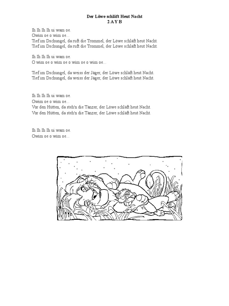 Der Lowe Schlaft Heut Nacht Text