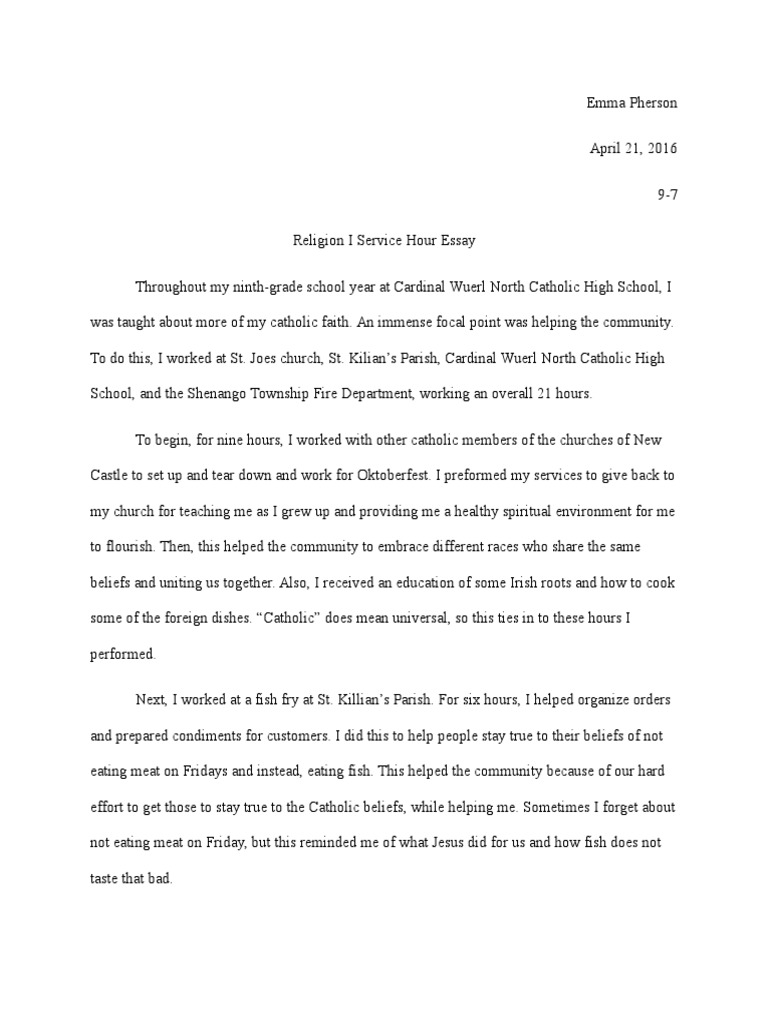 community service essay church