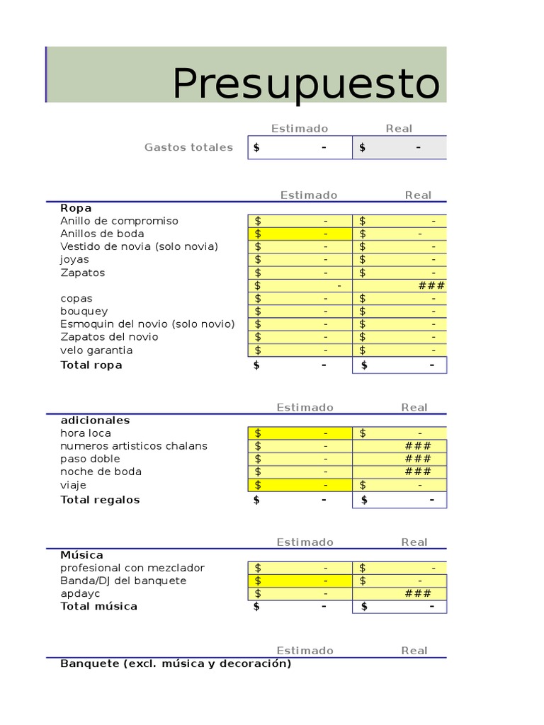 Presupuesto de Boda: Ropa y Gastos | PDF | Ocio, image size:768x1024