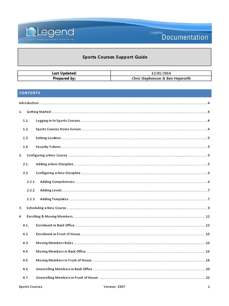 Sports Courses Support Guide | PDF | Icon (Computing) | Inventory