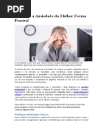 Combata a Ansiedade Da Melhor Forma Possível