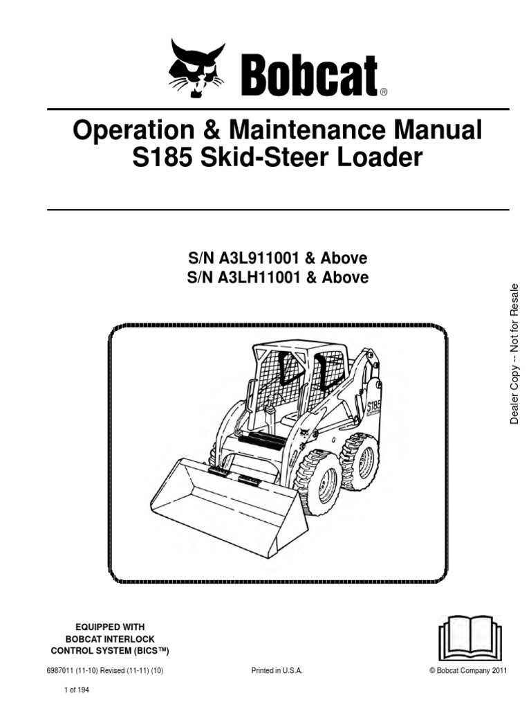 bobcat-s185-manual.pdf | Loader (Equipment) | Internal Combustion Engine