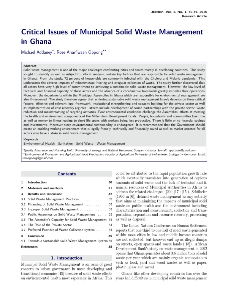 Challenges in Ghana's Waste Management | PDF | Waste Management ...