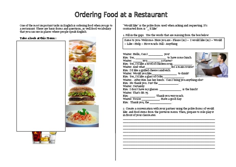 Ordering Food at A Restaurant Ordering A Meal | PDF | Lunch | Waiting Staff