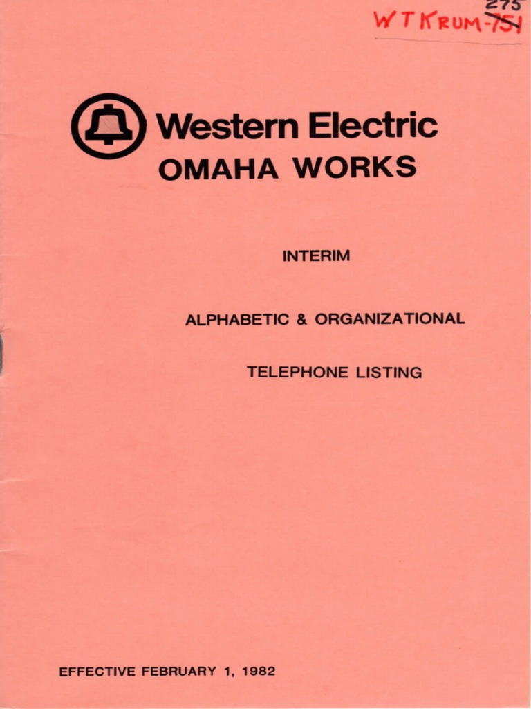 Omaha Works Internal Phone Book 1982 PDF