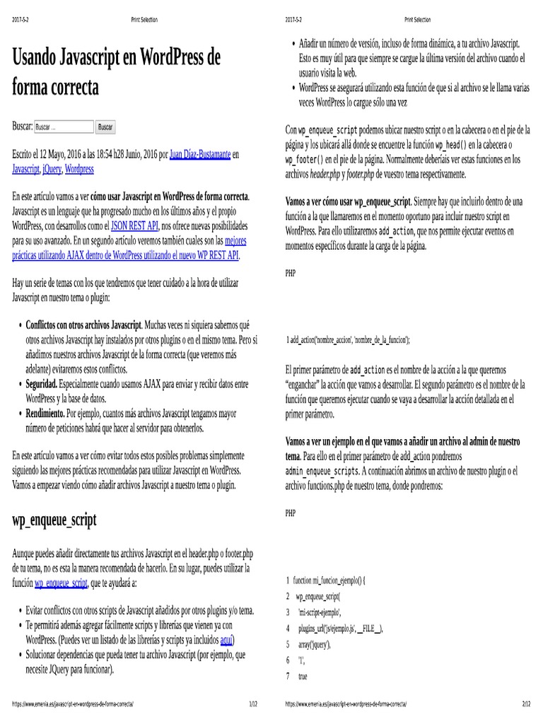 2016 - Uso Correcto de JS-jQuery en Wordpress - Emenia - Es - 2 | PDF ...