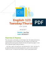 English 123 - Tuesday/Thursday: Overview & Purpose