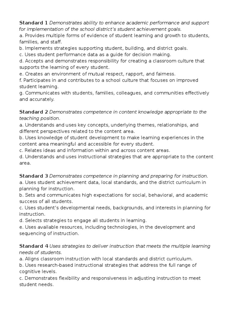 For Implementation of The School District's Student Achievement Goals ...