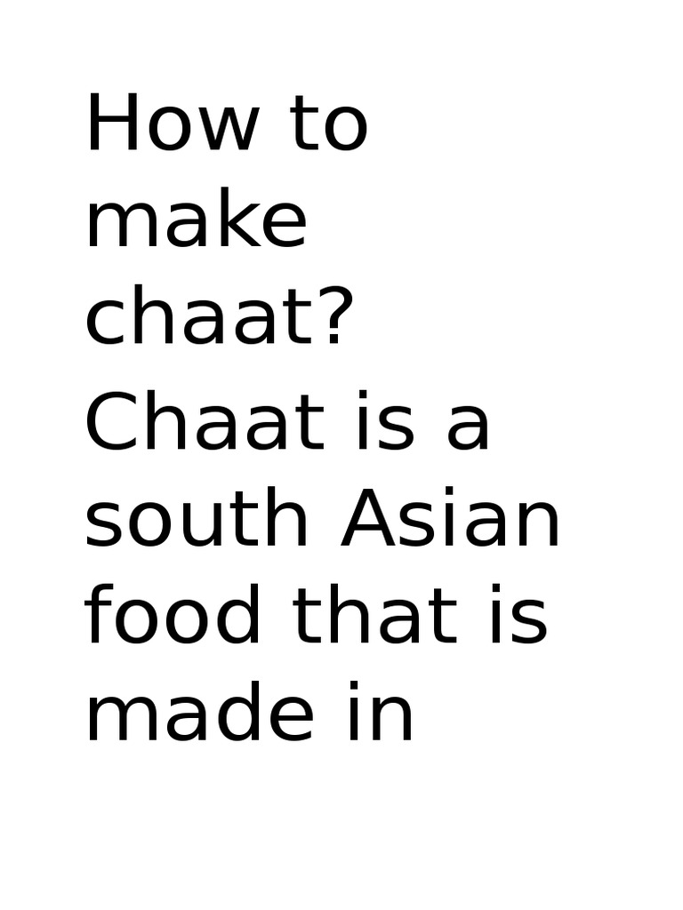 How to Make Authentic South Asian Chaat | PDF