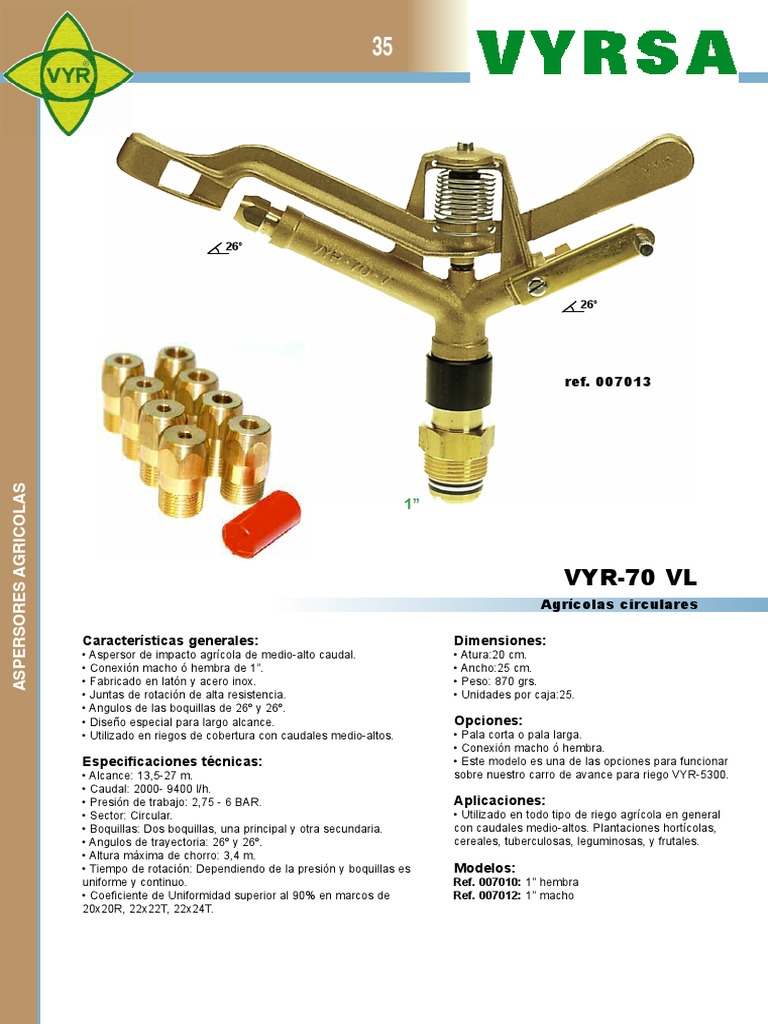 VYR-160 - Aspersores Alto Caudal - Agricultura 