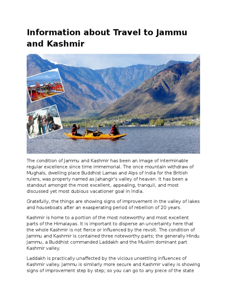 Information About Travel To Jammu and Kashmir PDF Tourism And Leisure