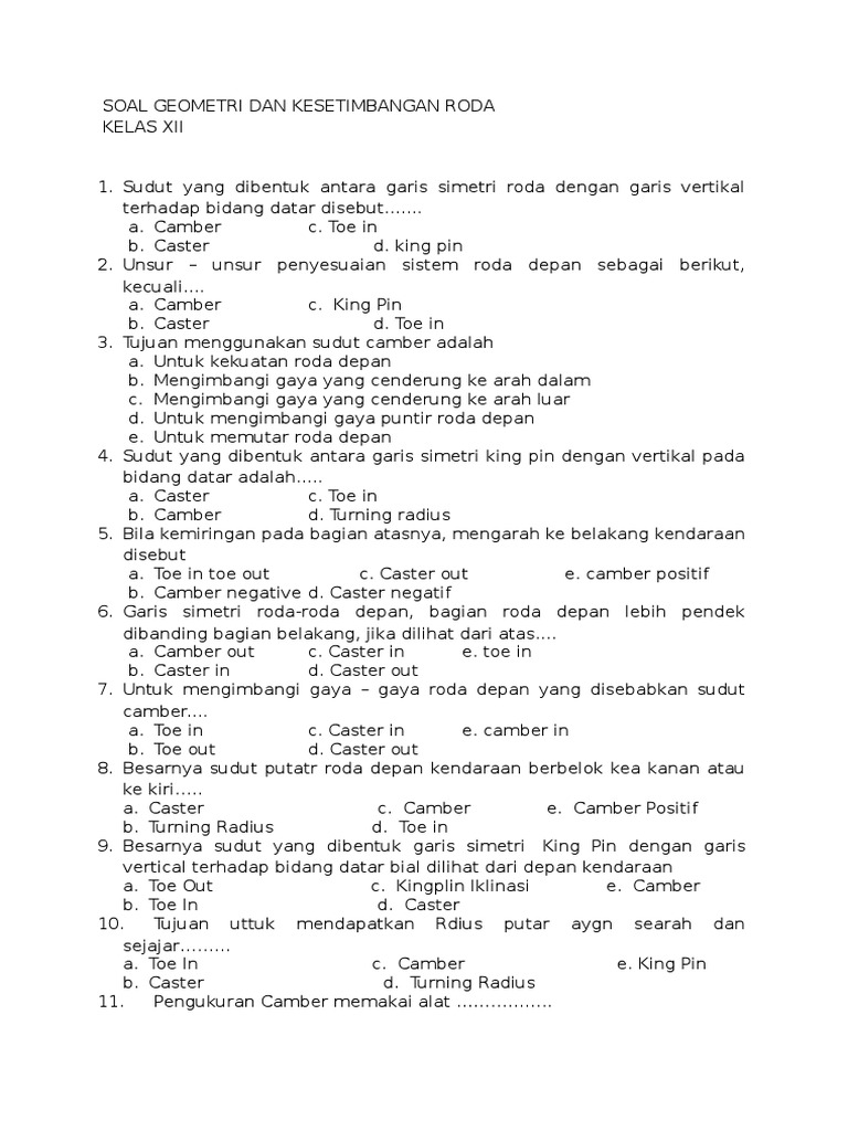 Geometri dan Kesetimbangan Roda Kelas XII | PDF