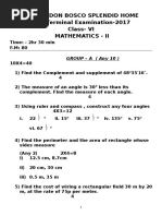 Don Bosco Splendid Home 1 Terminal Examination-2017 Class-VI Mathematics - Ii