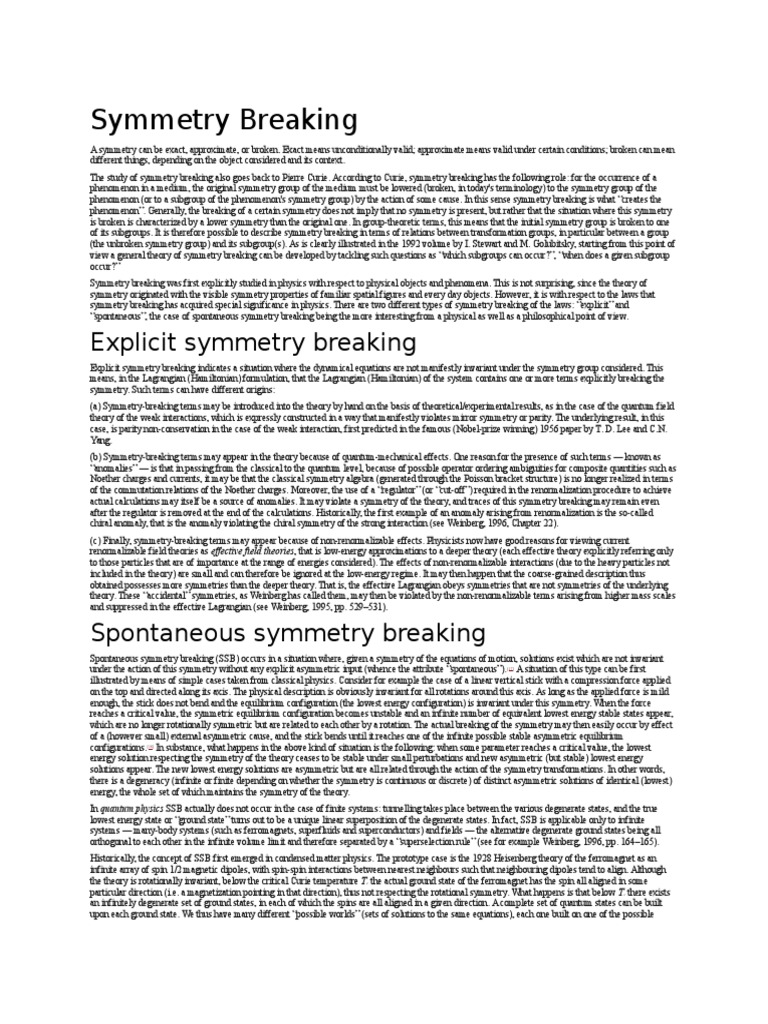 Explicit Symmetry Breaking | PDF | Higgs Boson | Orbit