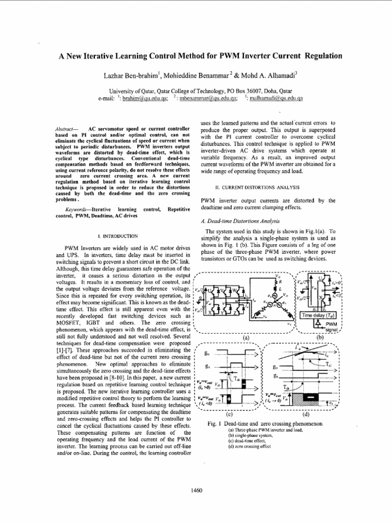 A New Iterative Learning Control Method For PWM Inverter Current ...